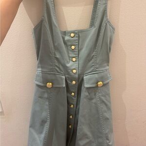 Alexis Sage Green Sleeveless Dress with Gold Buttons